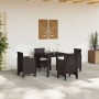 Juego de Comedor de Jardín de 5 Piezas con Cojines Marrón Ratán Sintético de , Mesas de jardín - Ref: Foro24-3378541, Precio:...