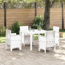 Set de Comedor de Jardín de 5 Piezas con Cojines Blanco Poliratán de , Mesas de jardín - Ref: Foro24-3378543, Precio: 232,24 ...
