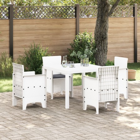Juego de Comedor de Jardín de 5 Piezas con Cojines Blanco Poliratán de , Mesas de jardín - Ref: Foro24-3378545, Precio: 232,2...