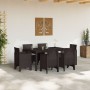 Juego de Comedor de Jardín de 7 Piezas con Cojines Marrón de Ratán Sintético de , Mesas de jardín - Ref: Foro24-3378558, Prec...