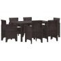 Juego de Comedor de Jardín de 7 Piezas con Cojines Marrón Poliratán de , Mesas de jardín - Ref: Foro24-3378559, Precio: 352,3...