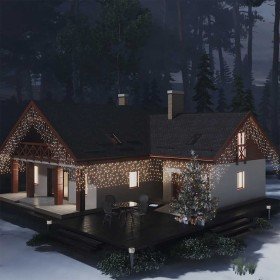 Cortina luces carámbano 10m 400 LED blanco cálido 8 funciones en Decoración Festiva y Estacional | Comprar online en Foru.es