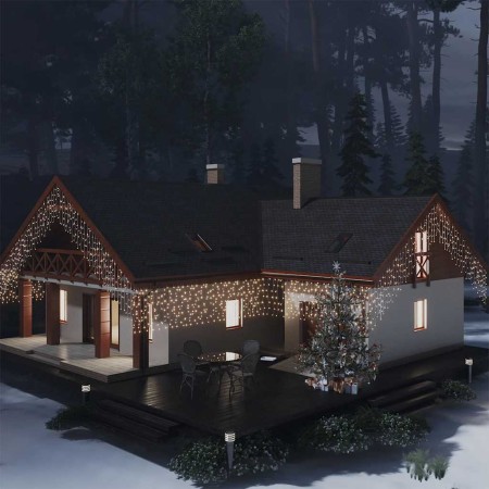 Cortina luces carámbano 10m 400 LED blanco cálido 8 funciones en Decoración Festiva y Estacional | Comprar online en Foru.es