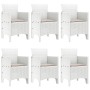 Juego de Comedor de Jardín de 7 Piezas con Cojines Blanco Poliratán de , Mesas de jardín - Ref: Foro24-3378563, Precio: 350,0...