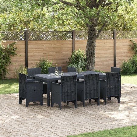 Juego de Comedor de Jardín de 9 Piezas con Cojines Anthracite Poliratan | Foro24.es | Tu tienda online para hogar, jardín y más Foro24.es