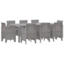 Juego de Comedor de Jardín de 9 Piezas con Cojines de Ratán Sintético Gris Claro de , Mesas de jardín - Ref: Foro24-3378589, ...