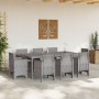 Conjunto de Comedor de Jardín de 9 Piezas con Cojines en Gris Claro de Poliratán | Foro24.es | Tu tienda online para hogar, jardín y más Foro24.es