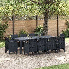 Conjunto de Comedor de Jardín de 11 Piezas con Cojines Antracita Poliratán de , Mesas de jardín - Ref: Foro24-3378593, Precio...