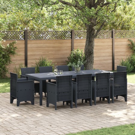 Conjunto de Comedor de Jardín de 11 Piezas con Cojines Antracita Poliratán de , Mesas de jardín - Ref: Foro24-3378593, Precio...