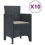 Conjunto de Comedor de Jardín de 11 Piezas con Cojines Antracita Poliratán de , Mesas de jardín - Ref: Foro24-3378593, Precio...