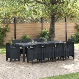 Juego de Comedor de Jardín de 11 Piezas con Cojines Antracita Poliratán de , Mesas de jardín - Ref: Foro24-3378596, Precio: 5...