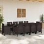 Conjunto de 11 Piezas de Comedor de Jardín con Cojines Marrón Ratán Poliéster de , Mesas de jardín - Ref: Foro24-3378598, Pre...