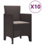 Conjunto de 11 Piezas de Comedor de Jardín con Cojines Marrón Ratán Poliéster de , Mesas de jardín - Ref: Foro24-3378598, Pre...
