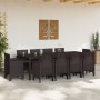 Juego de Comedor de Jardín de 11 Piezas con Cojines Marrón de Ratan Sintético de , Mesas de jardín - Ref: Foro24-3378600, Pre...