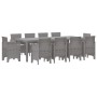 Conjunto de Comedor de Jardín de 11 Piezas con Cojines de Ratán Sintético Gris Claro de , Mesas de jardín - Ref: Foro24-33786...