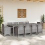Conjunto de Comedor de Jardín de 11 Piezas con Cojines de Ratán Sintético Gris Claro de , Mesas de jardín - Ref: Foro24-33786...