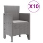 Conjunto de Comedor de Jardín de 11 Piezas con Cojines de Ratán Sintético Gris Claro de , Mesas de jardín - Ref: Foro24-33786...