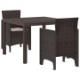 Conjunto de Comedor de Jardín de 3 Piezas con Cojines de Ratan Sintético Marrón de , Mesas de jardín - Ref: Foro24-3378678, P...