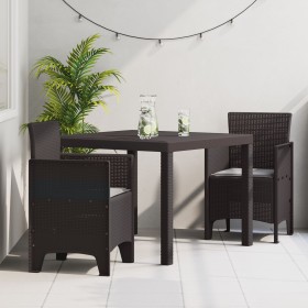 Conjunto de Comedor de Jardín de 3 Piezas con Cojines de Rattan Poliéster Marrón de , Mesas de jardín - Ref: Foro24-3378679, ...