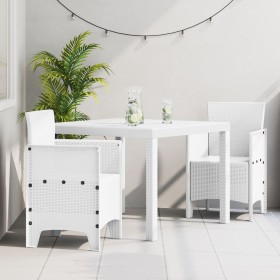 Conjunto de Comedor de Jardín de 3 Piezas Blanco de Ratán Sintético de , Mesas de jardín - Ref: Foro24-3378682, Precio: 157,1...