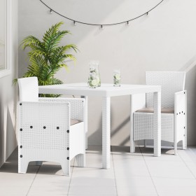 Juego de Comedor de Jardín de 3 Piezas con Cojines Blanco Ratán Sintético de , Mesas de jardín - Ref: Foro24-3378683, Precio:...