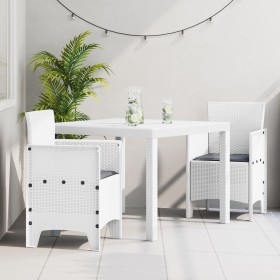 Juego de Comedor de Jardín de 3 Piezas con Cojines Blanco Poliratán de , Mesas de jardín - Ref: Foro24-3378685, Precio: 162,9...
