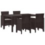 Conjunto de Comedor de Jardín de 5 Piezas con Cojines Marrón de Polirratán de , Mesas de jardín - Ref: Foro24-3378699, Precio...