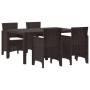 Conjunto de Comedor de Jardín de 5 Piezas con Cojines Marrón Ratan Poliéster de , Mesas de jardín - Ref: Foro24-3378701, Prec...