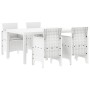 Conjunto de Comedor de Jardín de 5 Piezas con Cojines Blanco Rattan Sintético de , Mesas de jardín - Ref: Foro24-3378704, Pre...