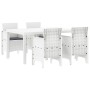 Juego de Comedor de Jardín de 5 Piezas con Cojines de Poliratán Blanco de , Mesas de jardín - Ref: Foro24-3378705, Precio: 27...