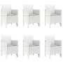 Comedor Jardín 7 Piezas con Cojines Blanco Poliratán de , Mesas de jardín - Ref: Foro24-3378723, Precio: 385,81 €, Descuento: %