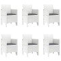 Conjunto de Comedor de Jardín de 7 Piezas con Cojines en Blanco de Poliratán de , Mesas de jardín - Ref: Foro24-3378725, Prec...