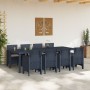 Juego de Comedor de Jardín de 9 Piezas con Cojines Antracita de Poliratán de , Mesas de jardín - Ref: Foro24-3378733, Precio:...