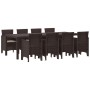 Conjunto de Comedor Jardín de 9 Piezas con Cojines Marrón Polirratán de , Mesas de jardín - Ref: Foro24-3378738, Precio: 482,...