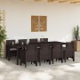 Juego de Comedor de Jardín de 9 Piezas con Cojines Marrón Poliratán de , Mesas de jardín - Ref: Foro24-3378739, Precio: 482,2...