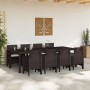 Conjunto de Comedor de Jardín de 9 Piezas con Cojines Marrón Poliratán de , Mesas de jardín - Ref: Foro24-3378741, Precio: 48...