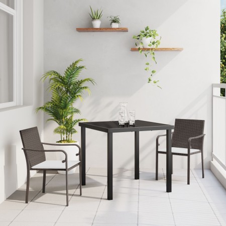 Set de comedor exterior de 3 piezas con cojines - Ratán marrón de , Sillas de jardín - Ref: Foro24-3379044, Precio: 183,51 €,...