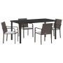 Conjunto de comedor de jardín de 5 piezas con cojines de poliratán marrón de , Sillas de jardín - Ref: Foro24-3379047, Precio...