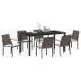 Conjunto de comedor para el jardín de 7 piezas con cojines de poliratán marrón de , Sillas de jardín - Ref: Foro24-3379048, P...