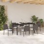 Conjunto de comedor para el jardín de 7 piezas con cojines de poliratán marrón de , Sillas de jardín - Ref: Foro24-3379048, P...