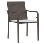 Conjunto de comedor para el jardín de 7 piezas con cojines de poliratán marrón de , Sillas de jardín - Ref: Foro24-3379048, P...