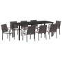 Conjunto de comedor para el jardín de 9 piezas con cojines de poliratán marrón de , Sillas de jardín - Ref: Foro24-3379050, P...
