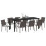 Conjunto de comedor para el jardín de 9 piezas con cojines de poliratán marrón de , Sillas de jardín - Ref: Foro24-3379050, P...