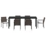 Juego de Comedor de Jardín de 7 Piezas con Cojines de Ratán Sintético Marrón de , Sillas de jardín - Ref: Foro24-3379049, Pre...