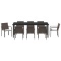 Conjunto de comedor para el jardín de 9 piezas con cojines de poliratán marrón de , Sillas de jardín - Ref: Foro24-3379050, P...