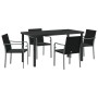 Juego de Comedor de Jardín de 5 Piezas con Cojines de Rattan Negro | Foro24.es | Tu tienda online para hogar, jardín y más Foro24.es