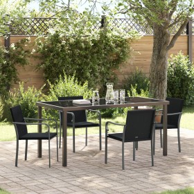 Juego de comedor de jardín de 5 piezas con cojines de ratán negro de , Sillas de jardín - Ref: Foro24-3379054, Precio: 329,30...