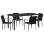 Juego de comedor de jardín de 5 piezas con cojines de ratán negro de , Sillas de jardín - Ref: Foro24-3379054, Precio: 329,30...