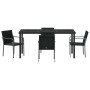 Juego de comedor de jardín de 5 piezas con cojines de ratán negro de , Sillas de jardín - Ref: Foro24-3379054, Precio: 329,30...