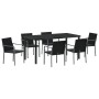Juego de comedor de jardín de 7 piezas con cojines de poliratán negro de , Sillas de jardín - Ref: Foro24-3379055, Precio: 42...